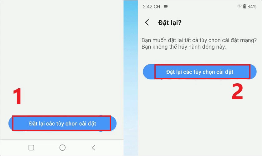 Chọn Đặt lại c&aacute;c t&ugrave;y chọn c&agrave;i đặt v&agrave; Đặt lại c&aacute;c t&ugrave;y chọn c&agrave;i đặt