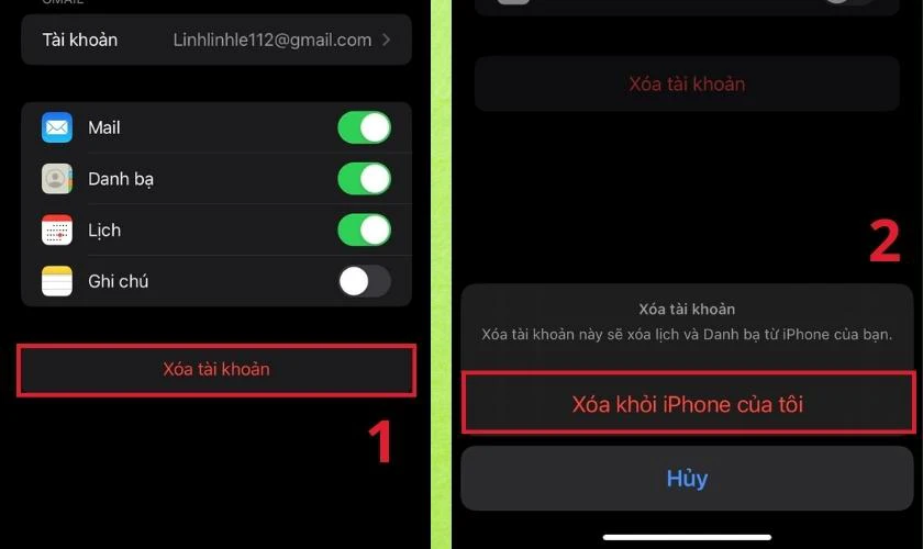 Bấm x&oacute;a t&agrave;i khoản rồi tiếp tục bấm x&oacute;a t&agrave;i khoản một lần nữa