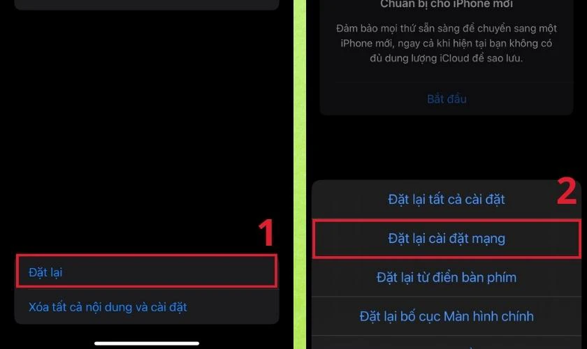 C&aacute;c bước đặt lại c&agrave;i đặt mạng tr&ecirc;n iPhone