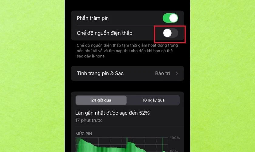 Gạt tắt chế độ tắt chế độ nguồn điện thấp đi