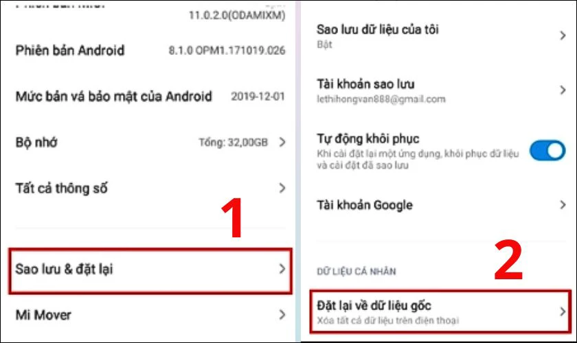 Khôi phục lại cài đặt gốc