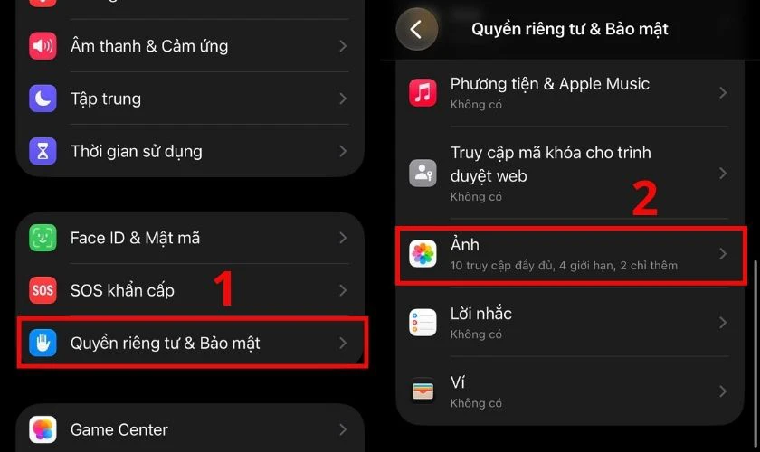Cấp quyền truy cập ảnh cho ứng dụng