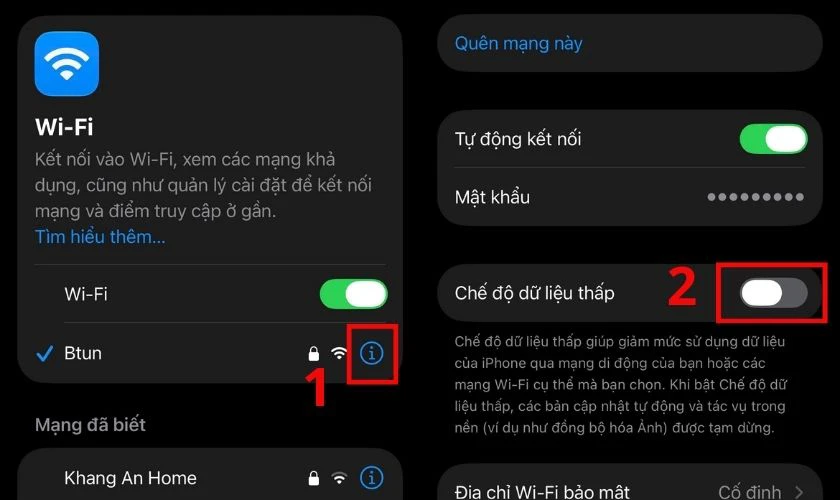 Tắt Chế độ dữ liệu thấp trên iPhone