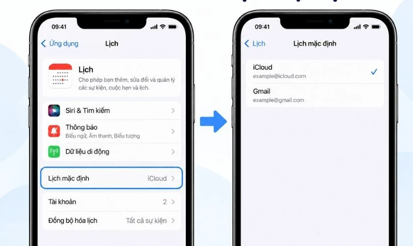 Kiểm tra Lịch mặc định trong phần cài đặt Lịch để bảo đảm sự kiện mới được lưu vào đúng tài khoản