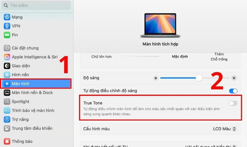 Kiểm tra cài đặt hiển thị