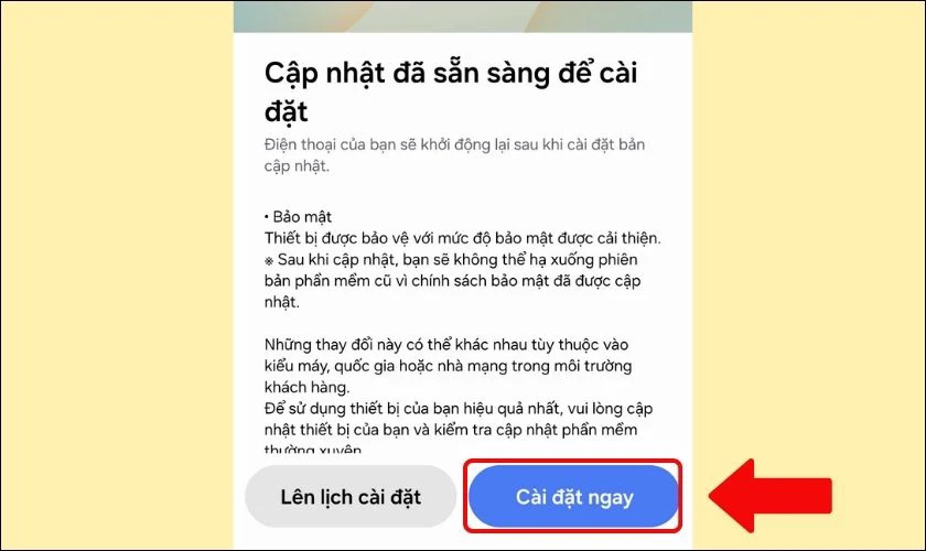 Cập nhật đối với các thiết bị chạy hệ điều hành Android