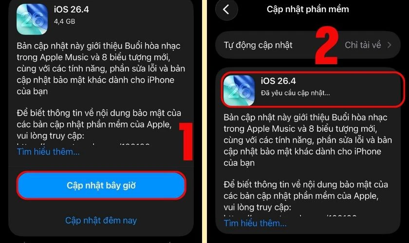 Cập nhật bây giờ