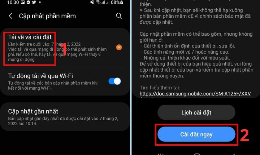 Chọn Tải và cài đặt, nhấn vào Cài đặt ngay