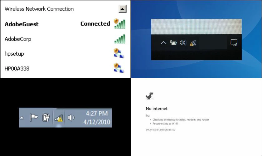 Dấu hiệu lỗi No Internet, secured