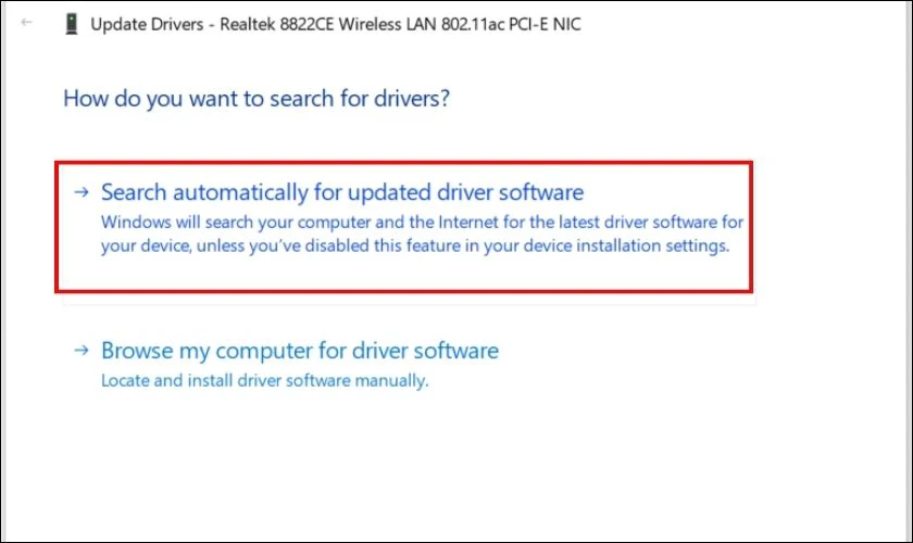 Cập nhật driver khi gặp lỗi No Internet, secured