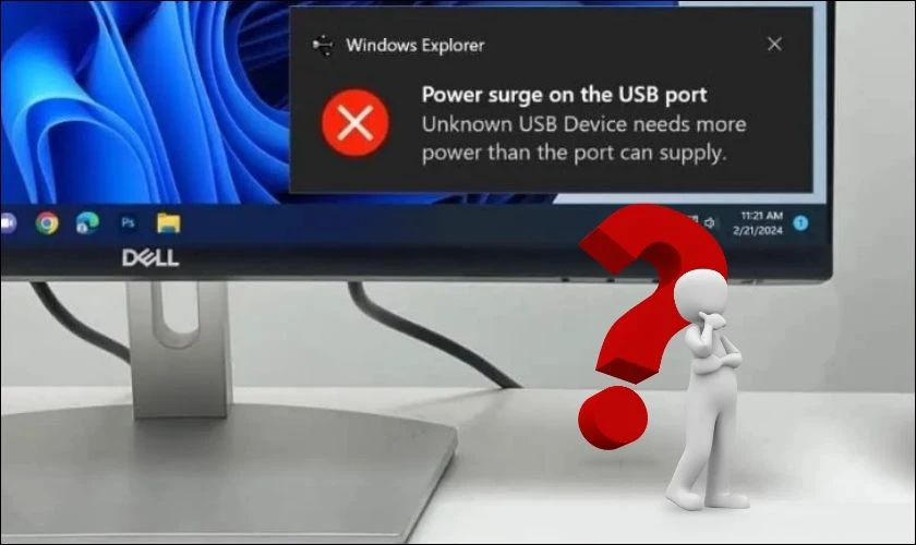 Lỗi Power surge on the USB port thường gặp khi kết nối USB