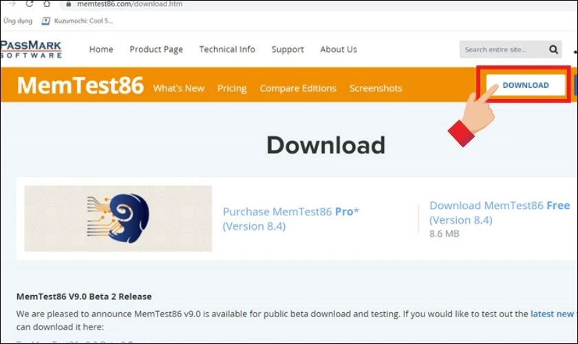 Bạn tải phần mềm test ram Passmark Memtest86 về m&aacute;y