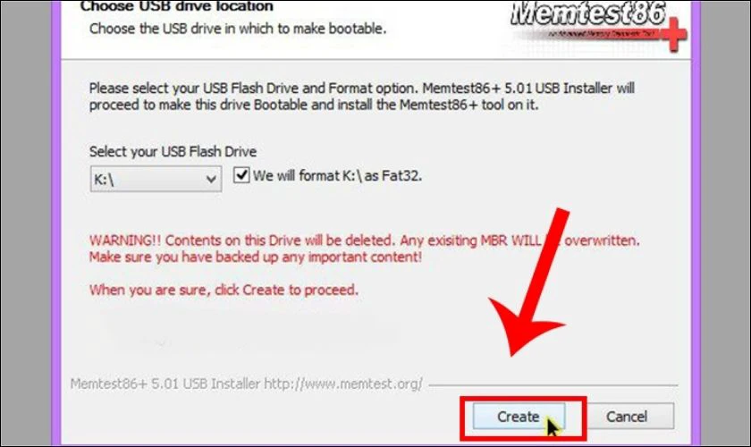 Tại phần Select your USB Flash Drive bạn chọn ổ USB của m&igrave;nh
