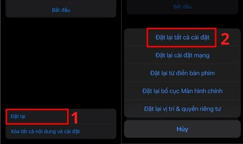 Các bước đặt lại tất cả cài đặt trên iPhone