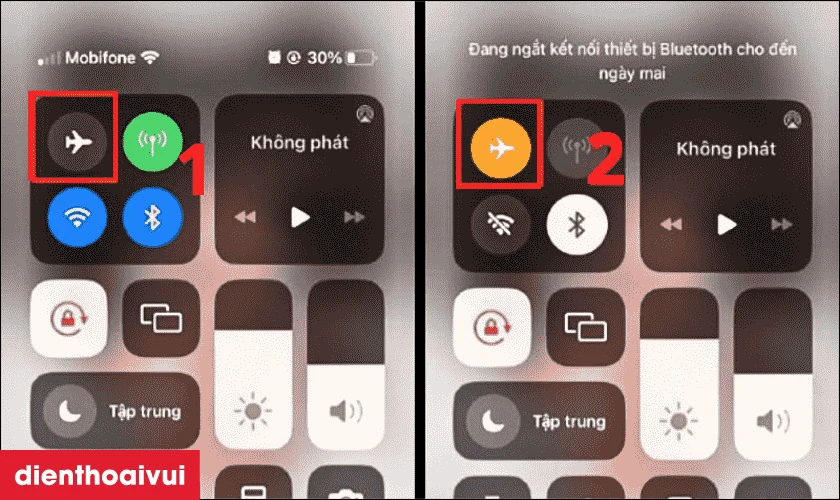 Bật, tắt chế độ máy bay để kiểm tra lỗi