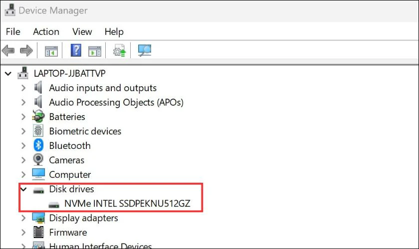 Kế tiếp bạn chọn mở rộng mục Disk drives
