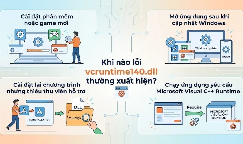 Lỗi VCRUNTIME140.dll thường xuất hiện khi nào?