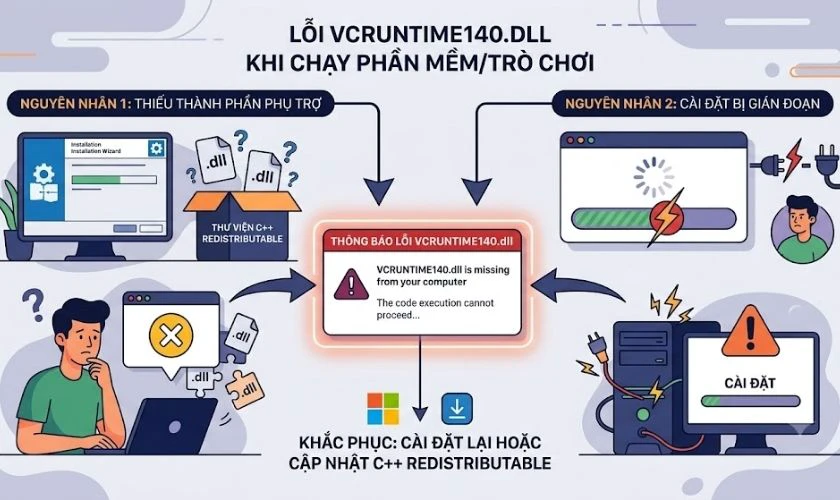 Nguyên nhân gây ra lỗi VCRUNTIME140.dll