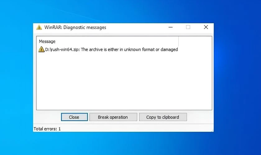 Lỗi Winrar Diagnostic Messages