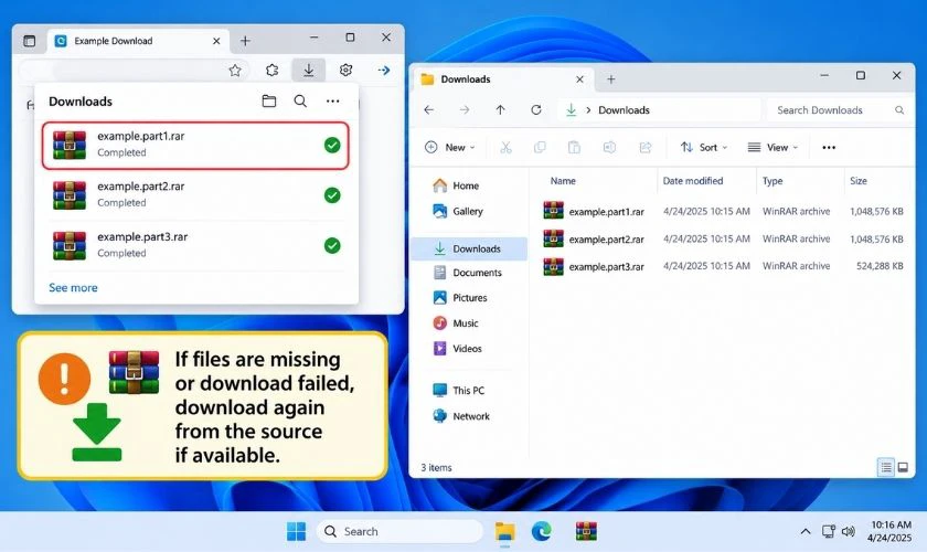 Nếu file được tải từ Internet, hãy tải lại