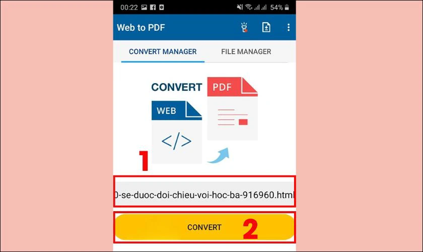 Trong giao diện ch&iacute;nh, nhập địa chỉ URL của trang web bạn muốn lưu dưới dạng file PDF