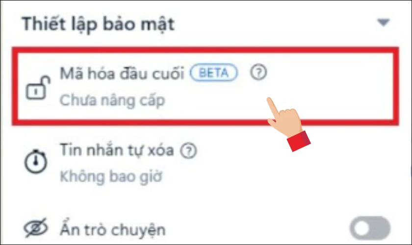 Click chọn v&agrave;o mục M&atilde; h&oacute;a đầu cuối