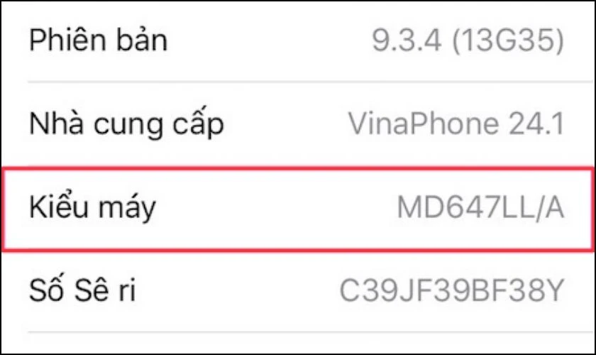 Trong phần giới thiệu có sẽ có phần Số máy