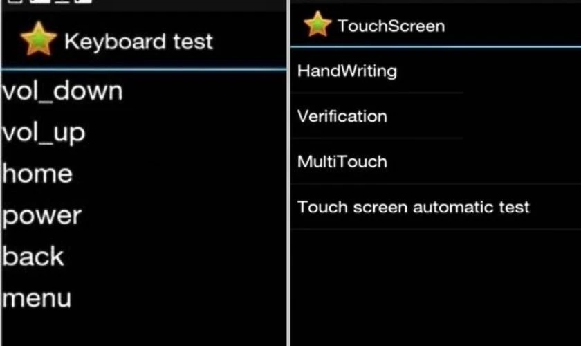 Chọn Touch Screen để kiểm tra chức năng m&agrave;n h&igrave;nh cảm ứng