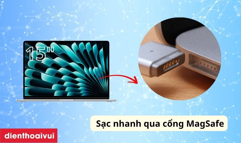 MacBook Air M2 15" cho thời lượng pin l&ecirc;n đến 18 giờ sử dụng li&ecirc;n tục