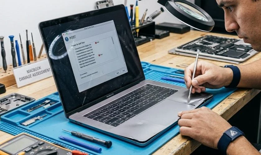 Kiểm tra MacBook sau khi bị va đập