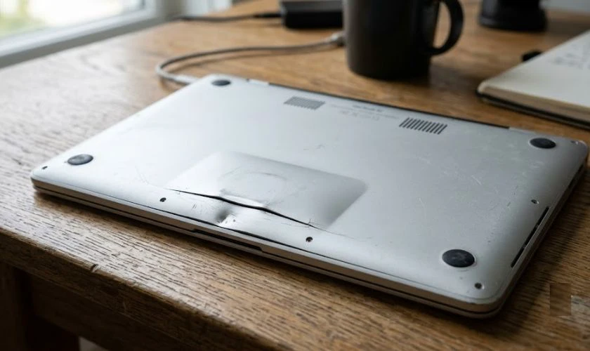 Móp đáy máy kèm dấu hiệu bất thường ở pin