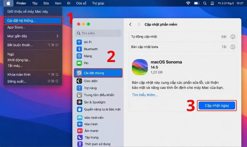Cập nhật macOS và kiểm tra hệ thống quản lý nguồn