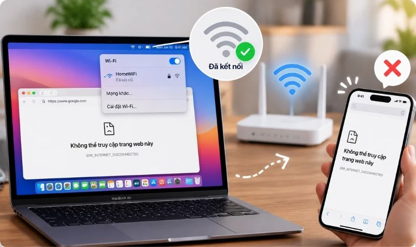 MacBook kết nối WiFi nhưng không vào được mạng phải làm gì?