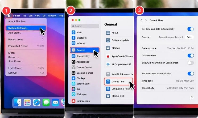 Kiểm tra ngày và giờ MacBook kết nối WiFi nhưng không vào được mạng