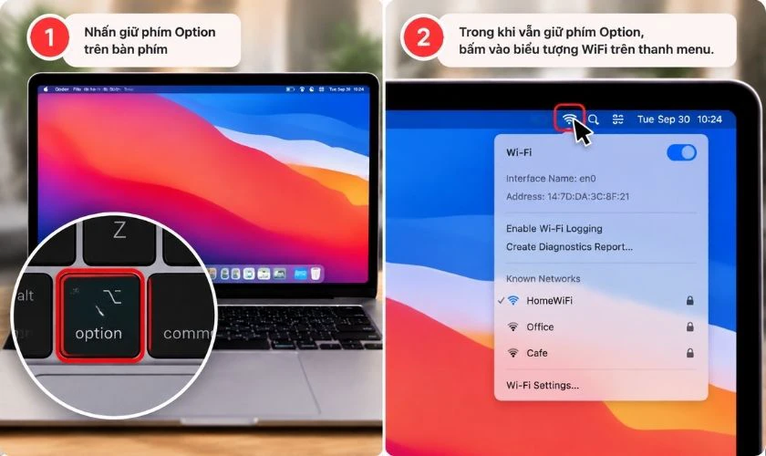 Chạy Wireless Diagnostics trên MacBook