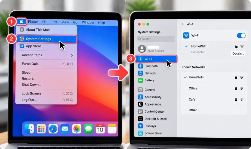 Quên mạng WiFi rồi kết nối lại fix MacBook kết nối WiFi nhưng không vào được mạng