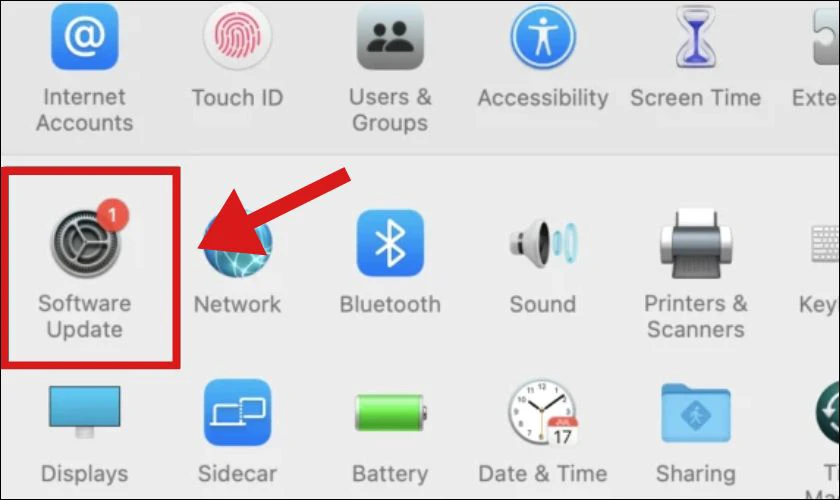 Nh&acirc;́p vào Software Updates