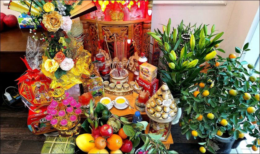 Mâm cúng víía Thần Tài tham khảo