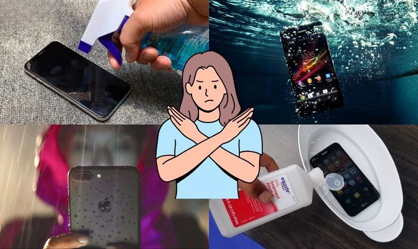 Hạn chế để điện thoại tiếp xúc với nước và hóa chất