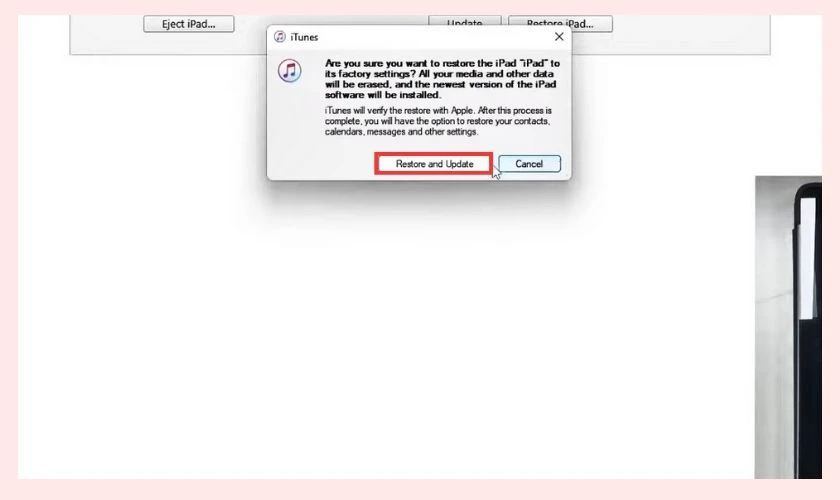 C&aacute;c bước Restore bằng ph&iacute;m cứng khi m&agrave;n h&igrave;nh iPad Air 2 bị nh&ograve;e m&agrave;u