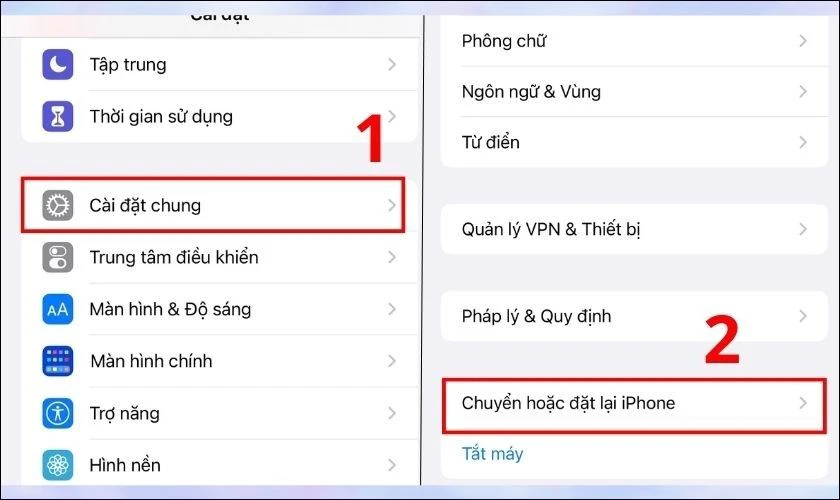 Khởi động lại c&agrave;i đặt gốc cho m&aacute;y để khắc phục iPhone bị chấm đen g&oacute;c m&agrave;n h&igrave;nh