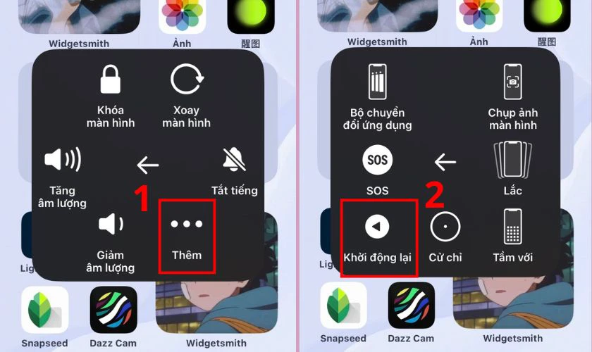 Chọn mục Khởi động lại để khắc phục lỗi lưu ảnh