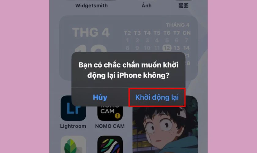 Xác nhận khởi động lại iPhone để khắc phục lỗi lưu ảnh
