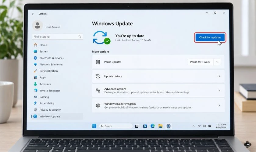 Truy cập Windows Update hoặc trang hỗ trợ chính thức của nhà sản xuất