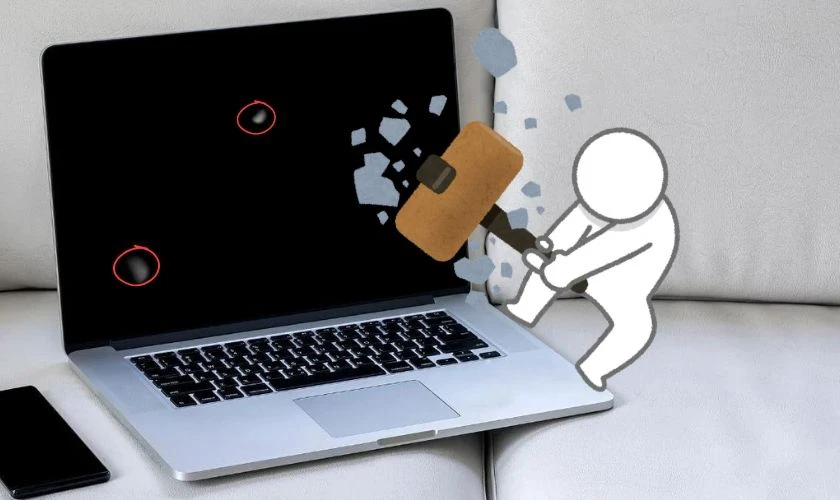 M&agrave;n h&igrave;nh bị nứt, vỡ, lỗi điểm ảnh l&agrave; nguy&ecirc;n nh&acirc;n g&acirc;y lỗi m&agrave;n h&igrave;nh đốm s&aacute;ng tr&ecirc;n Macbook