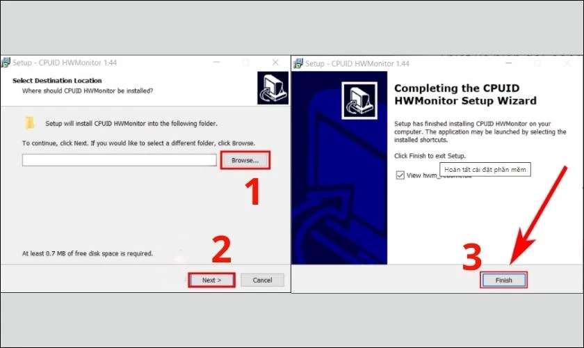 Nhấn Finish để kết thúc quá trình thiết lập phần mềm