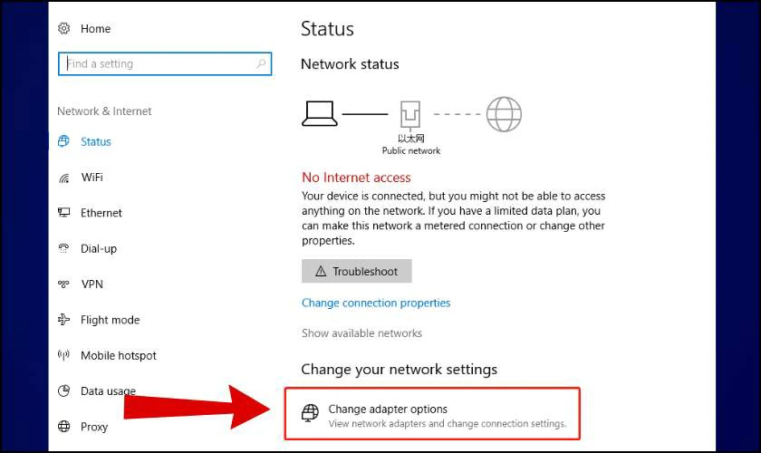 Chọn Change Adapter Settings