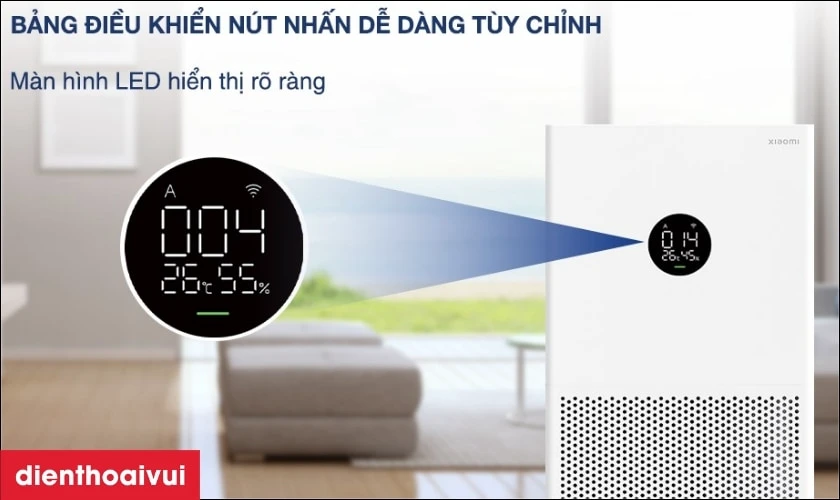 M&aacute;y lọc kh&ocirc;ng kh&iacute; Xiaomi Air Purifier 4 Lite c&oacute; m&agrave;n h&igrave;nh LED hiển thị chất lượng kh&ocirc;ng kh&iacute;
