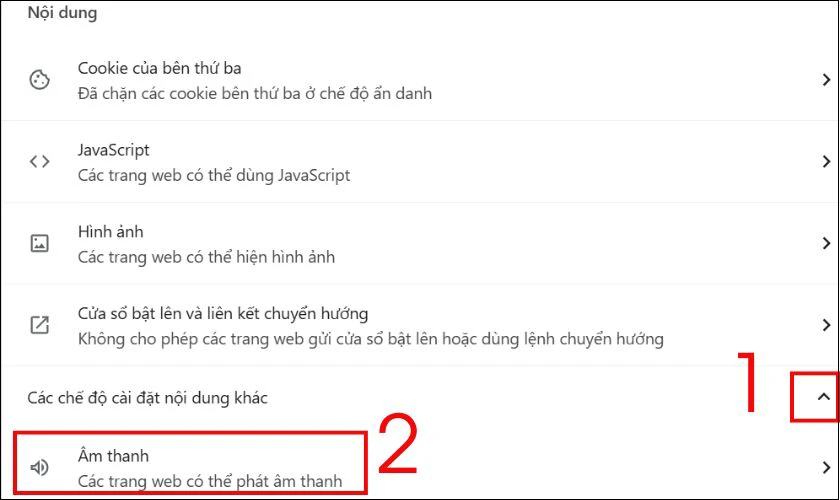 Chọn mục &Acirc;m thanh