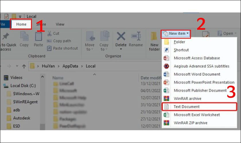 Chọn Text Document